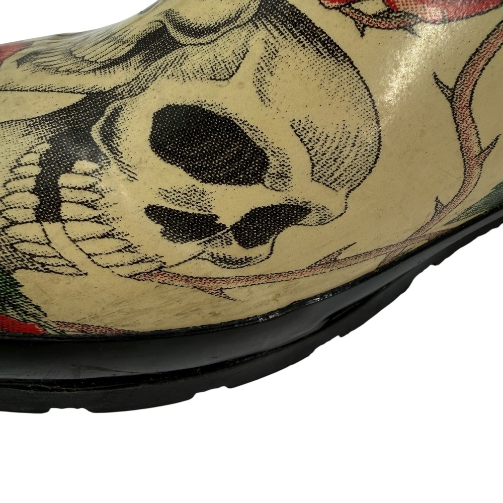 Wyre Valley Skull Rose Gothic Rain Boots Women's 8 Punk Alt Rubber - Picture 16 of 16